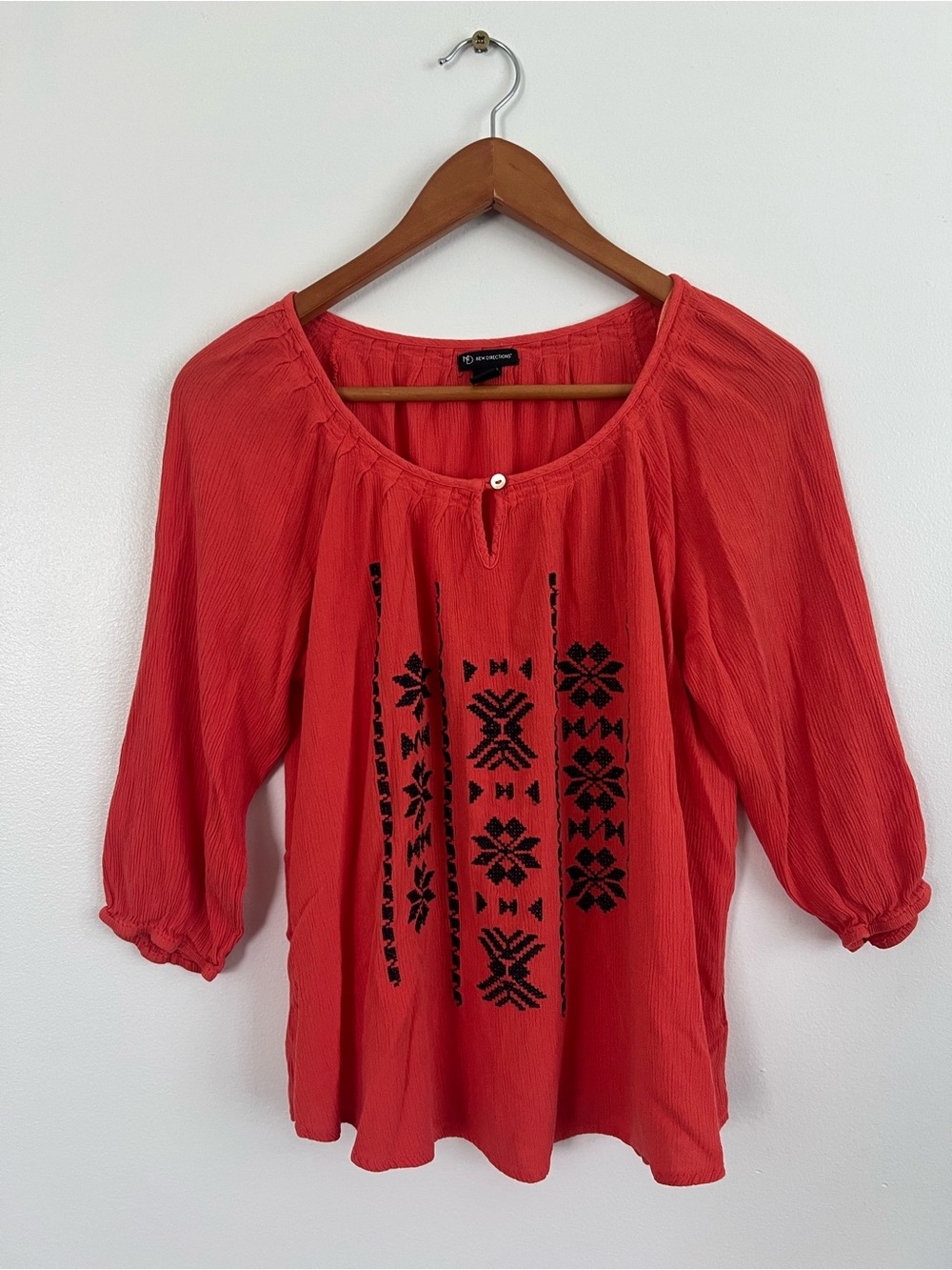 New Directions Orange Coral Blouse Top